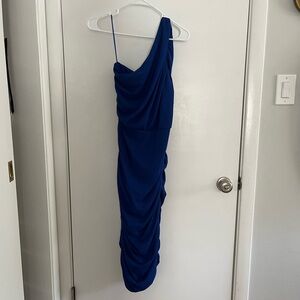 Love x Design Blue one shoulder ruched bodycon dress Size M